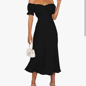 Womens Summer Dress Off Shoulder Ruffle Sleeve Vintage Midi Dress with Back Tie